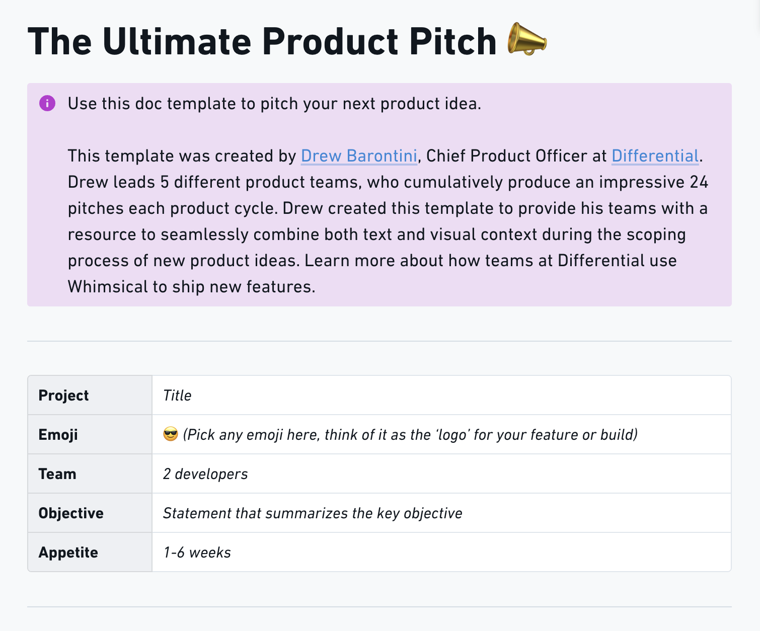 Product Pitch Template
