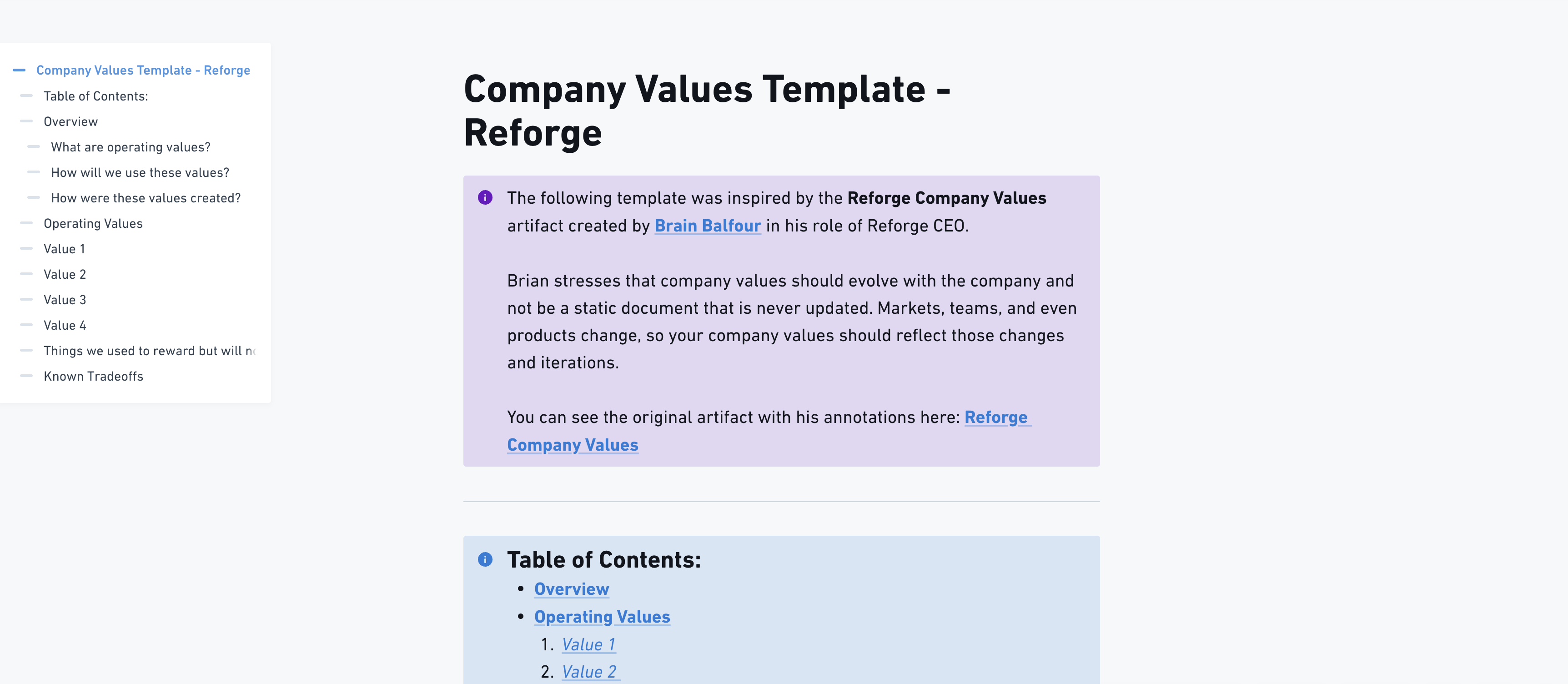 Company Values Template Reforge