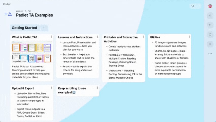Create engaging activities with Padlet TA
